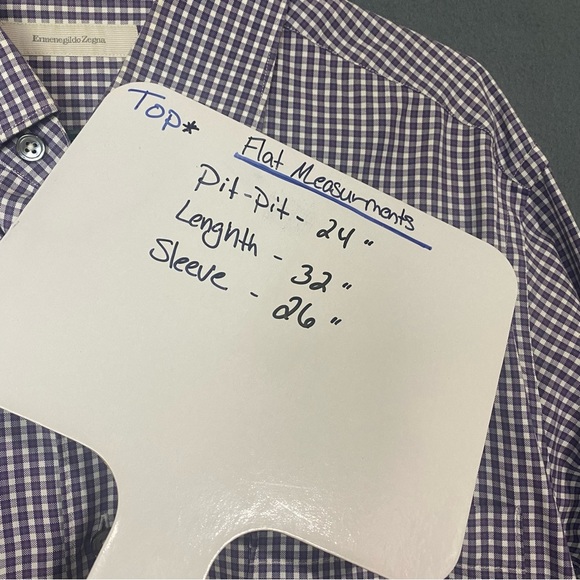 ERMENEGILDO ZEGNA XL Purple White Plaid Button Down Dress Shirt - Picture 13 of 13